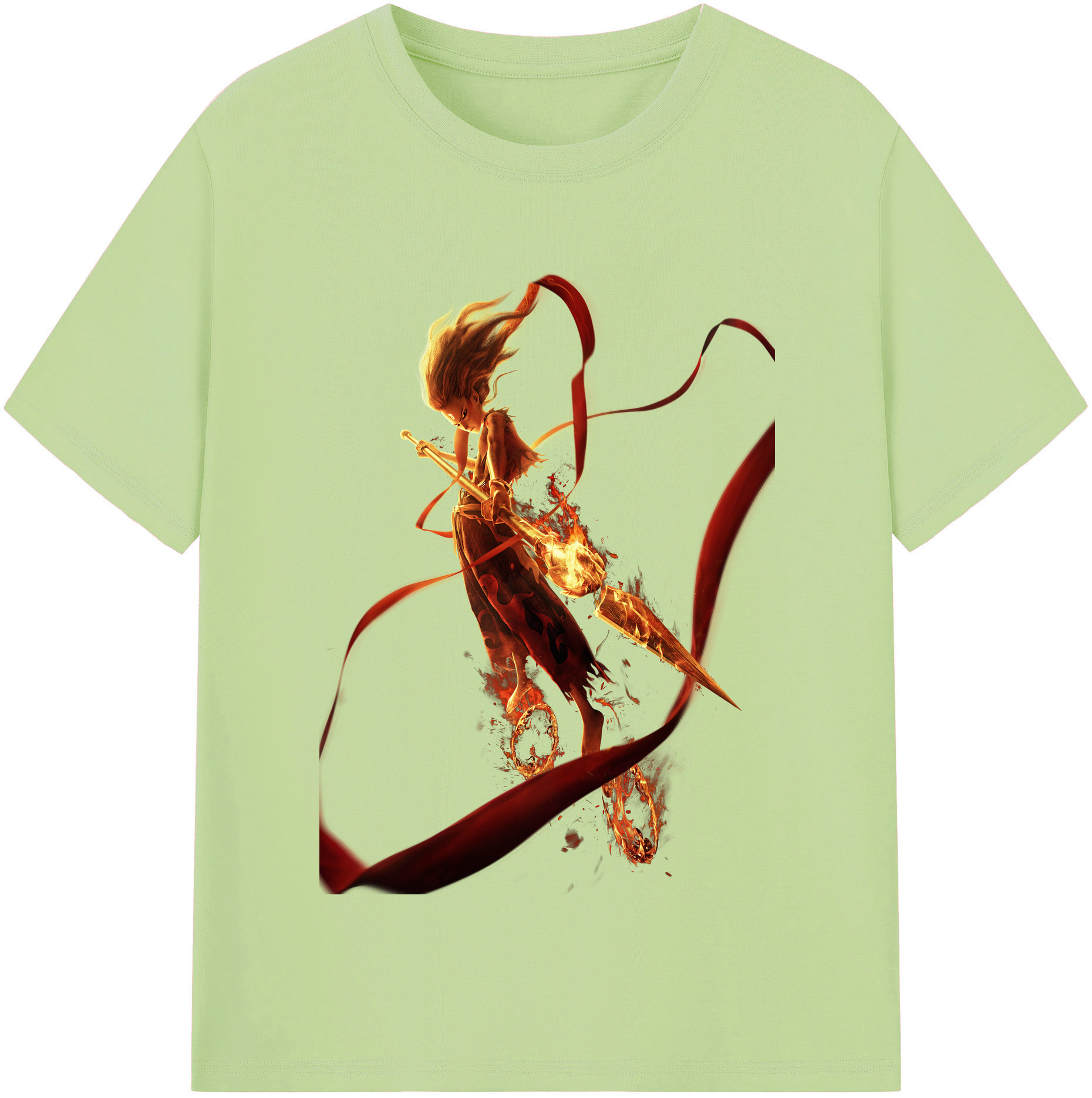 （画像用） Ne Zha 2 ナタ 魔童の大暴れ 綿100％半袖Tシャツ（フロントプリント）